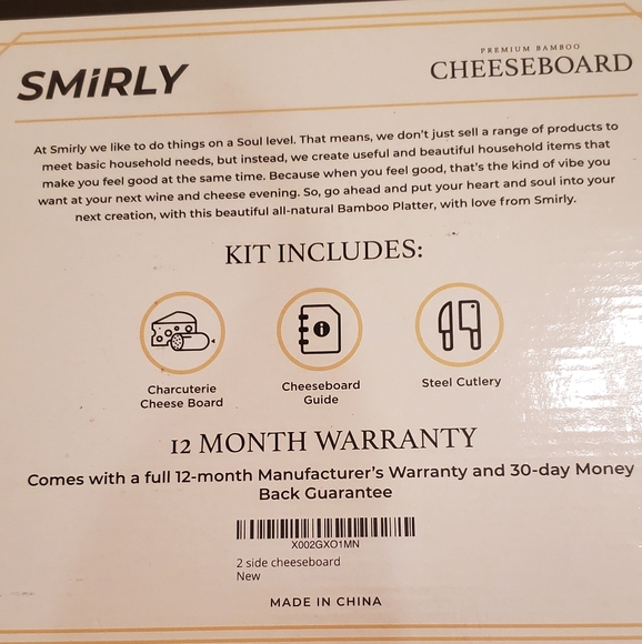 Smirly charcuterie bamboo cheeseboard serving tray set - Picture 2 of 5